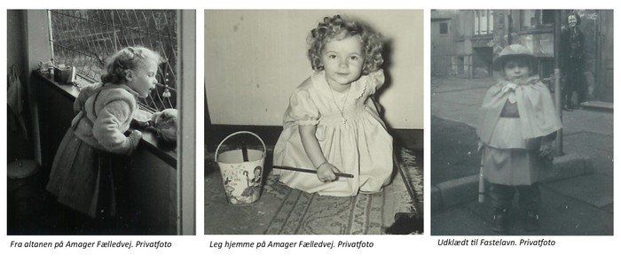 Fotocollage tre barndomsfotos